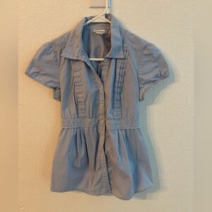 Blue Button-Down Maternity Blouse